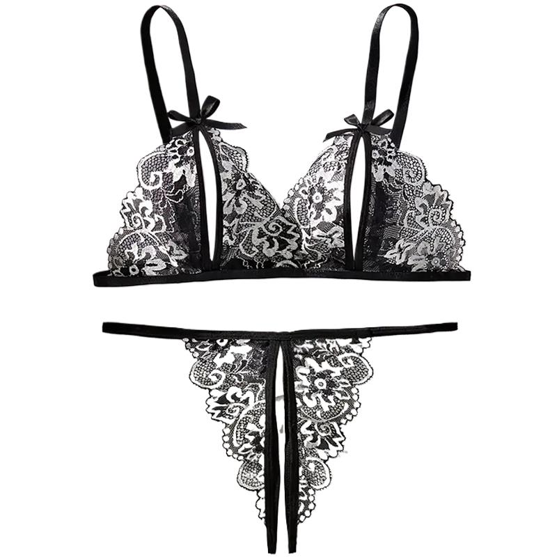Black Hot Crotchless Sexy Wome - đánh giá và giá Lace Bralette Set